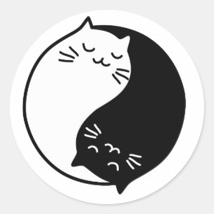 Yin Yang Katzen Runder Aufkleber