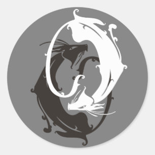 Yin Yang Katzen Runder Aufkleber