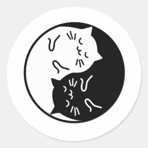 Yin Yang Katzen Runder Aufkleber