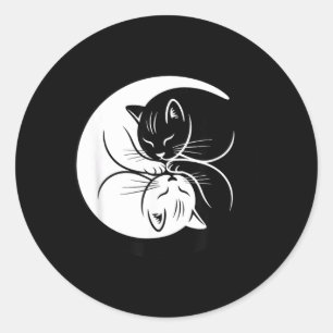 Yin Yang Katzen Schwarz Weiß Süße Katzenliebhaber Runder Aufkleber