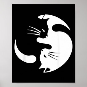 Yin Yang Katzen Symbol Süße Schwarz-Weiß-Katze Kit Poster