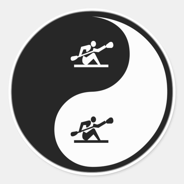 Yin Yang Kayaking Runder Aufkleber (Vorderseite)