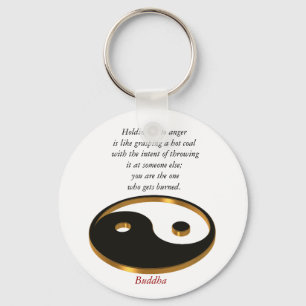 Yin Yang keychain with Buddha quote Schlüsselanhänger