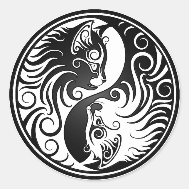 Yin Yang Kittens Runder Aufkleber (Vorderseite)