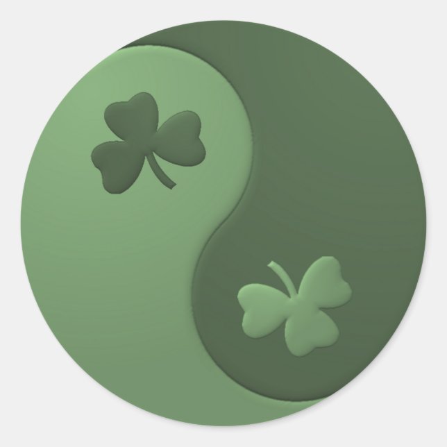 Yin Yang Kleeblatts Runder Aufkleber (Vorderseite)