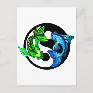Yin-Yang Koi Design Postkarte