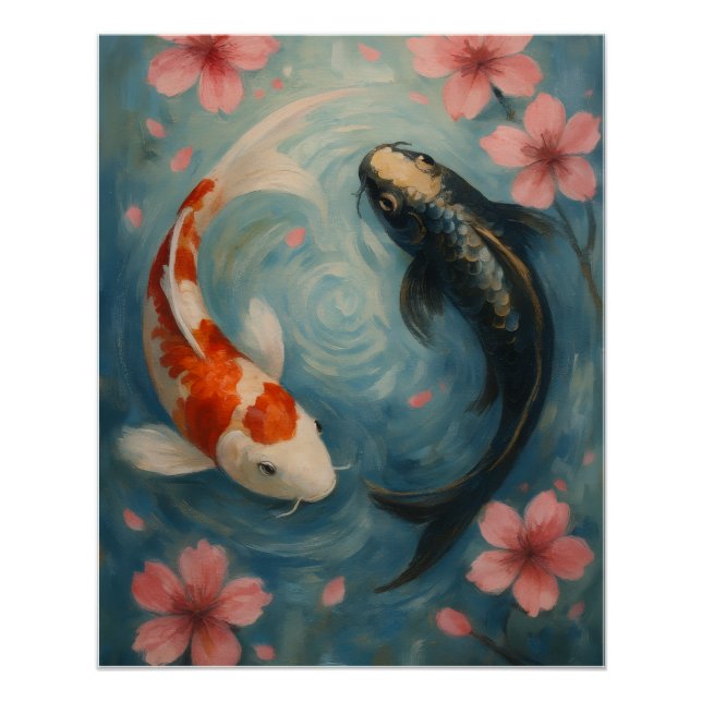 Yin Yang Koi Fisch Wandkunst Poster  (Vorderseite)