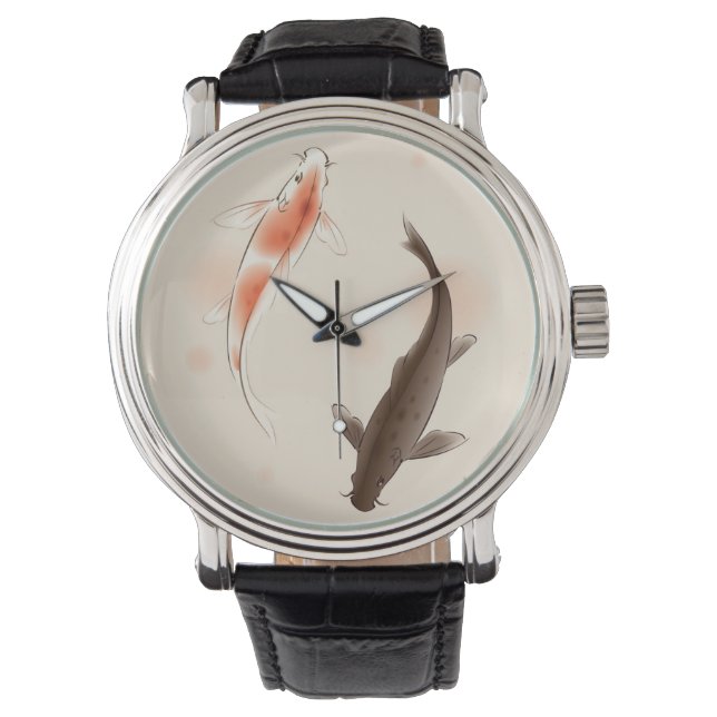 Yin Yang Koi fischen in orientalischen Malereien Armbanduhr (Vorderseite)