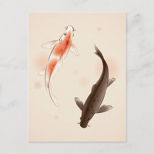 Yin Yang Koi fischen in orientalischen Malereien Postkarte (Vorderseite)
