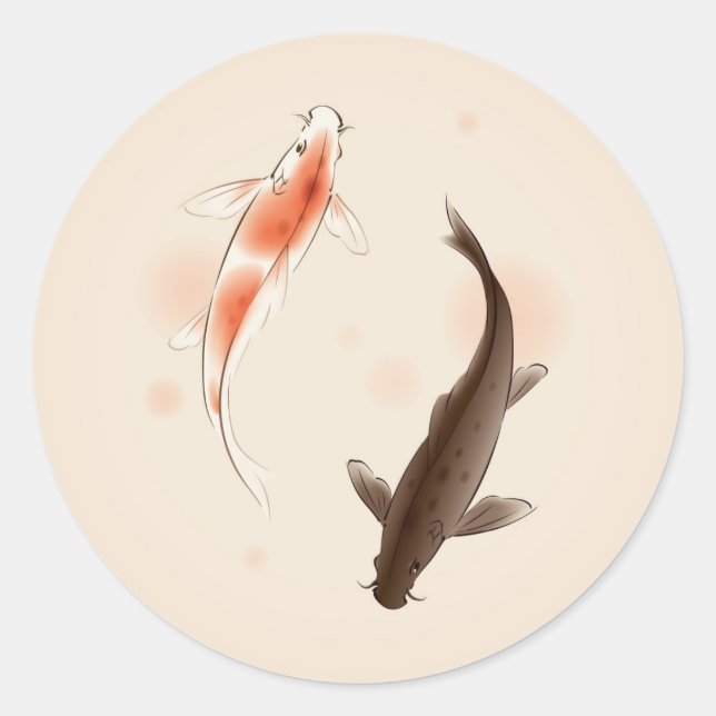 Yin Yang Koi fischen in orientalischen Malereien Runder Aufkleber (Vorderseite)