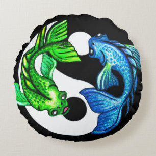 Yin-Yang Koi Fischkissen Rundes Kissen