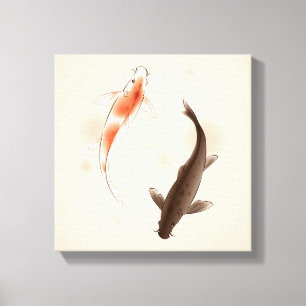 Yin Yang Koi fischt in der orientalischen Leinwanddruck