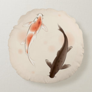 Yin Yang Koi fischt in der orientalischen Rundes Kissen