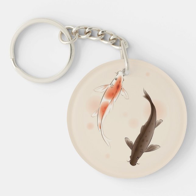 Yin Yang Koi fischt in der orientalischen Schlüsselanhänger (Vorderseite)