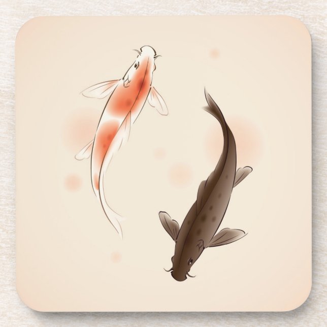 Yin Yang Koi fischt in der orientalischen Untersetzer (Vorderseite)