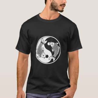 Yin Yang Koi Fish Art Tee – Elegant Ink Drawing De