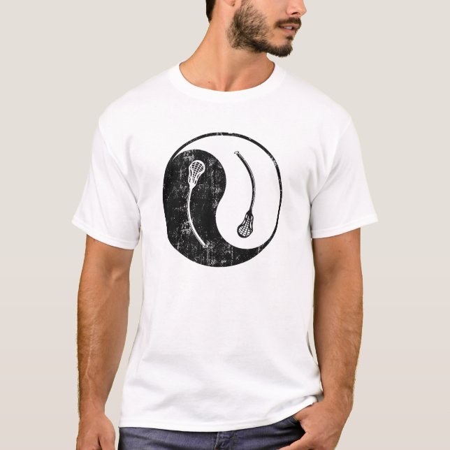 Yin Yang Lacrosse - Vintage Art T-Shirt (Vorderseite)