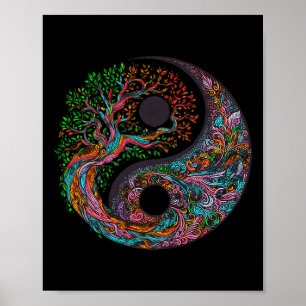Yin Yang Lebensbaum Taoistisches Symbol Yoga Medit Poster