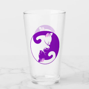 Yin Yang Lila Zen Cat Drink Glass Tumbler