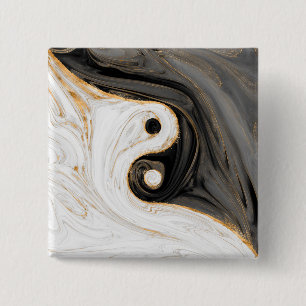 Yin Yang Liquid Marble Button