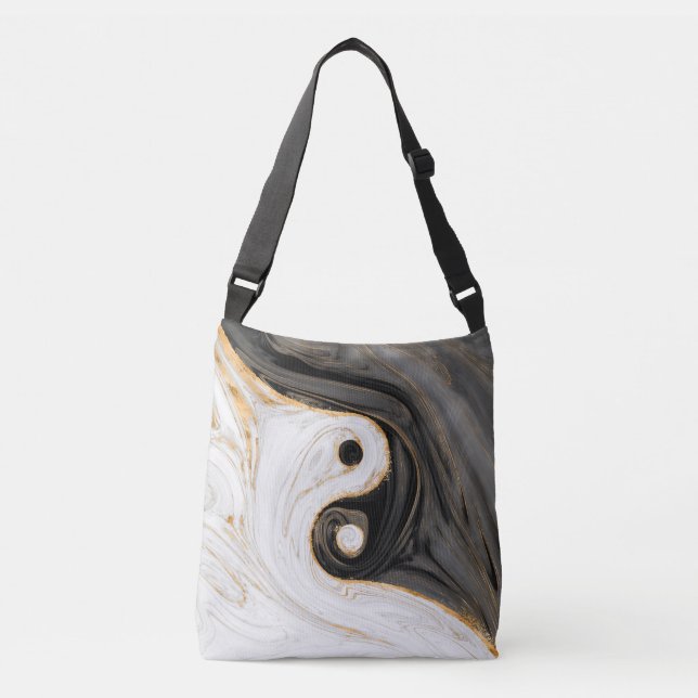 Yin Yang Liquid Marble Tragetaschen Mit Langen Trägern (Vorderseite)