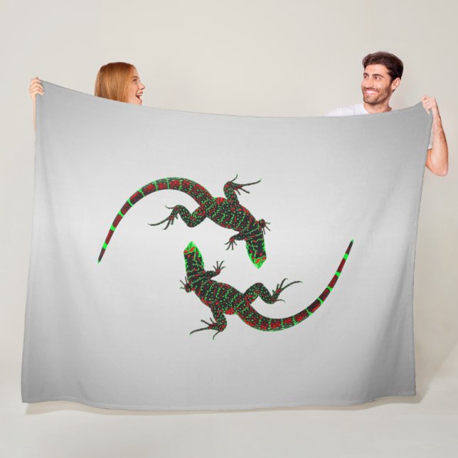 Yin Yang Lizards Silver Fleecedecke (Beispiel)