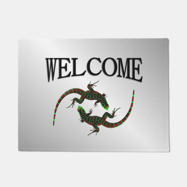 Yin Yang Lizards Silver Fußmatte (Vorderseite)