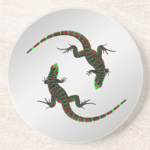 Yin Yang Lizards Silver Getränkeuntersetzer