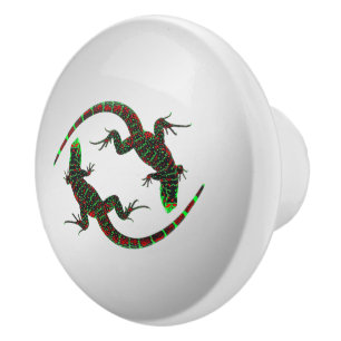 Yin Yang Lizards Silver Keramikknauf