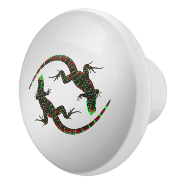 Yin Yang Lizards Silver Keramikknauf (Rechts)
