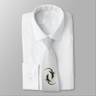 Yin Yang Lizards Silver Krawatte