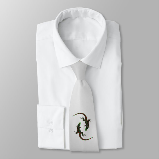 Yin Yang Lizards Silver Krawatte (Gebunden)