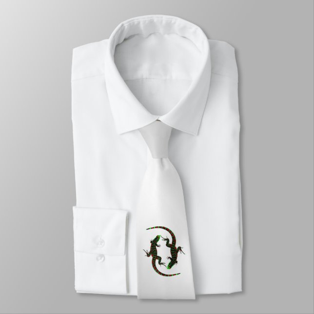 Yin Yang Lizards Silver Krawatte (Gebunden)