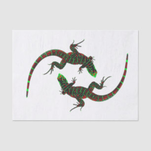 Yin Yang Lizards White Seidenpapier