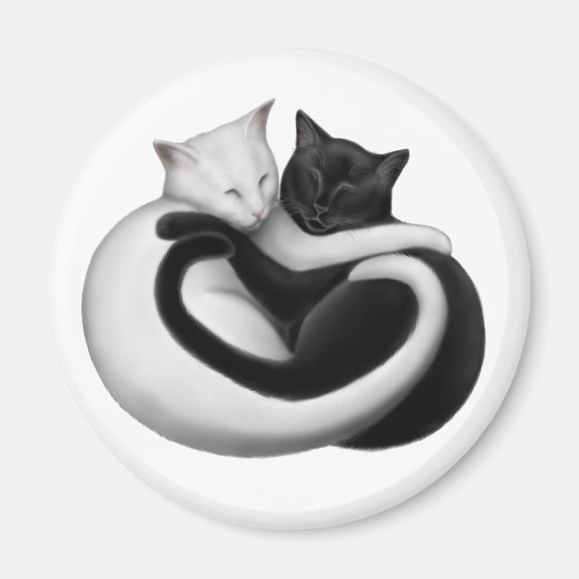 Yin Yang Love Cats Magnet (Devant)