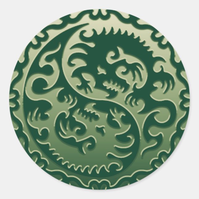 Yin Yang Magical Dragons 2 Runder Aufkleber (Vorderseite)