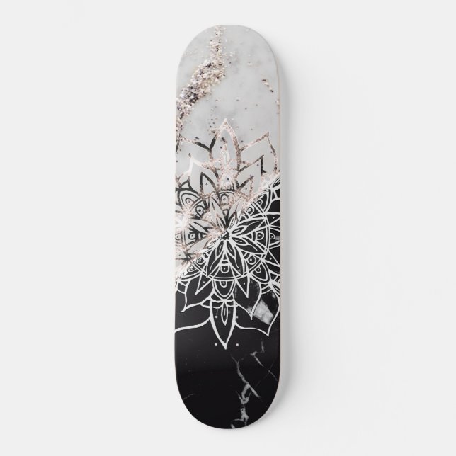 Yin Yang Mandala auf Marmor #1 Skateboard (Vorderseite)
