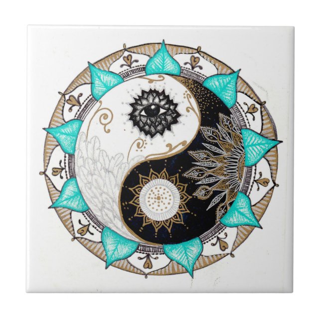 Yin Yang Mandala Fliese (Vorderseite)