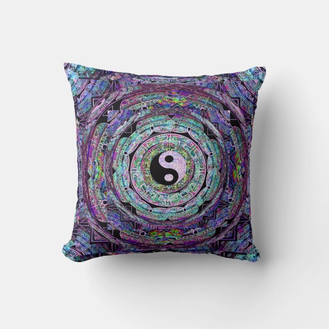 Yin Yang Mandala in den lila Farben Kissen (Vorderseite)