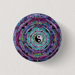 Yin Yang Mandala lila Button