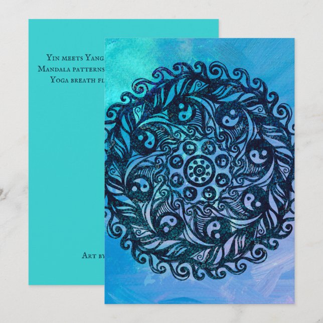 Yin Yang Mandala Nature Floral Blume Mandalase Einladung (Vorne/Hinten)