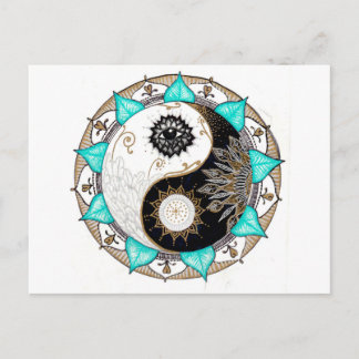 Yin Yang Mandala Postkarte
