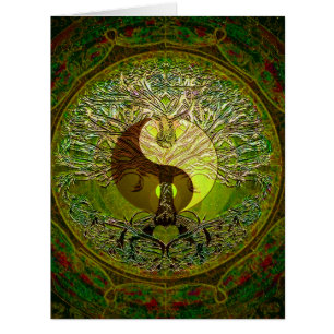 Yin Yang Mandala vert avec l'arbre de vie