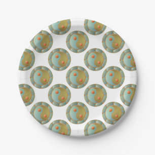 Yin Yang Medaillon Gold Türkis Pappteller