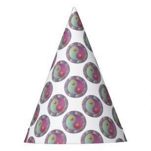 Yin Yang Medaillon Violett Türkis Partyhütchen