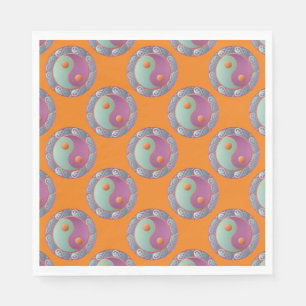 Yin Yang Medaillon Violett Türkis Serviette