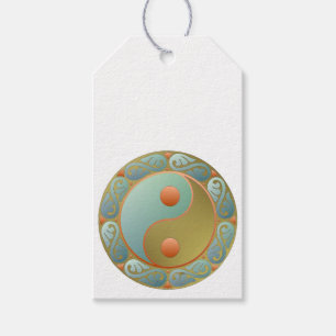 Yin Yang Medallion Gold Turquoise Geschenkanhänger