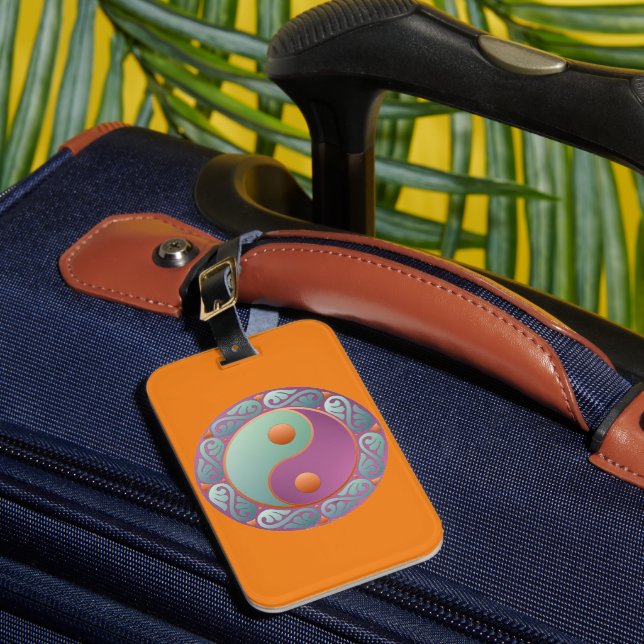 Yin Yang Medallion Violet Turquoise Gepäckanhänger (Vorderseite Insitu 1)