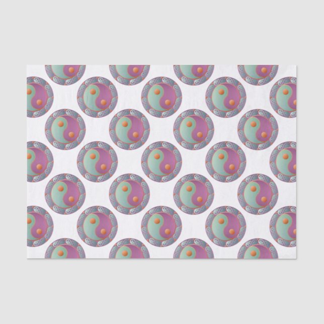 Yin Yang Medallion Violet Turquoise Seidenpapier (Vorderseite)