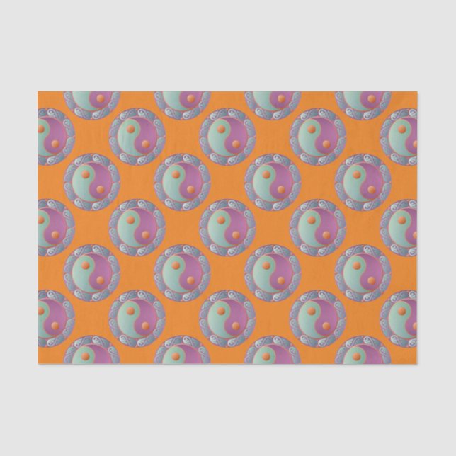 Yin Yang Medallion Violet Turquoise Seidenpapier (Vorderseite)
